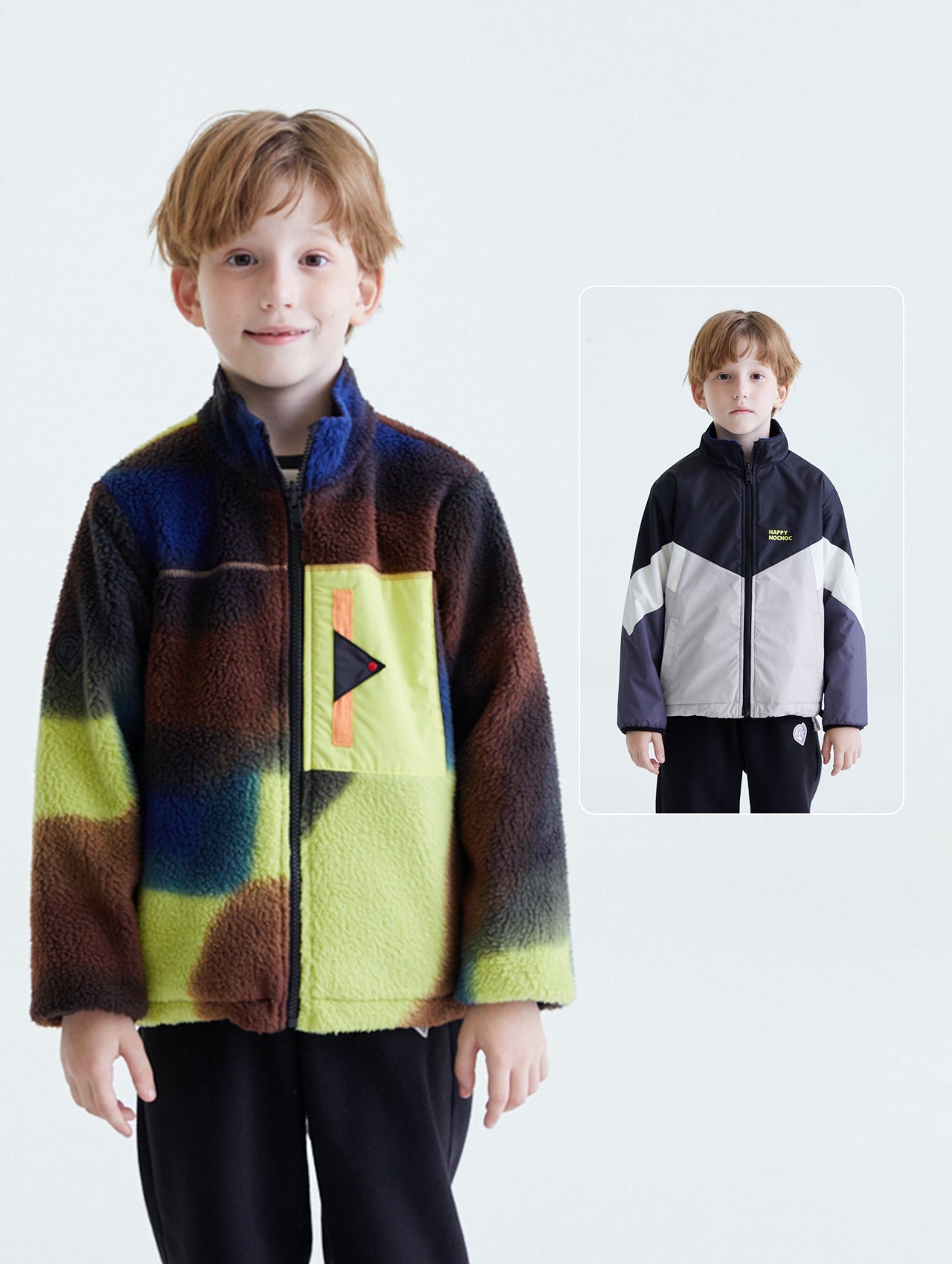 Kids Reversible Windproof Fleece Jacket